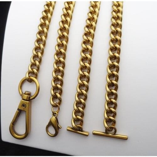 Wide 9mm Trumpet Bag Chain Parts Oblique Satchel Bag Straps Metal Chain Golden Slip Chain One Buckle Bag Replacement Hardware