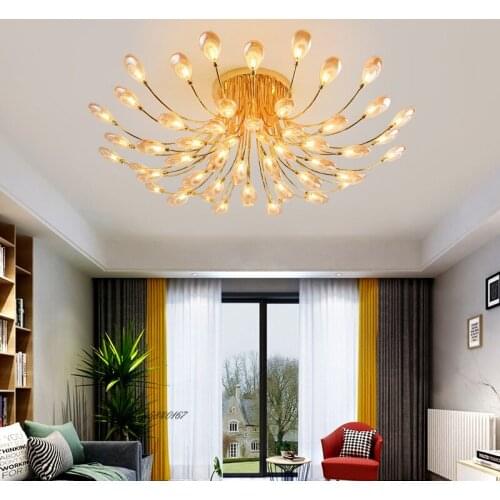Modern Crystal Chandeliers Led Luxury Ceiling Hanging Lamps for Living Room Decor Loft Bedroom Chandelier Lighting Amber Lustre
