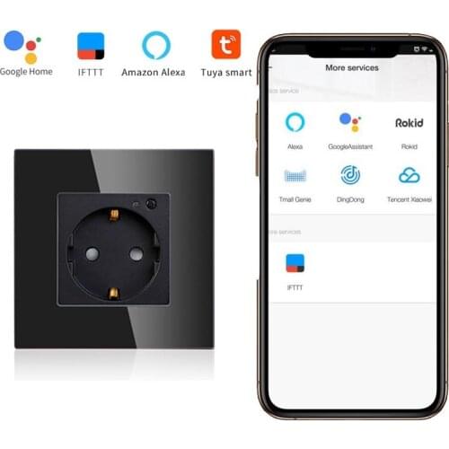 Wifi Socket Smart EU Wall Socket 10A Electrical Plug Outlet Remote Control Smartlife App Work with Tuya Alexa Google Home