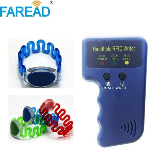 X100pcs 125khz T5577 RFID Wristband+1pc Handheld RFID Writer Duplicator Copier Programmer RFID Reader for access control