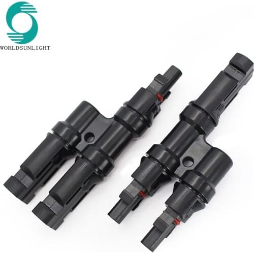 1 Pair WSPVT2 IP67 1000v 2 to 1 solar pv t branch connector for Solar Panel Parallel Connection