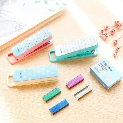 1pc Geometric Manual Stapler No. 10 Silver Staples Set Mini Stationery Office Accessories School Supplies