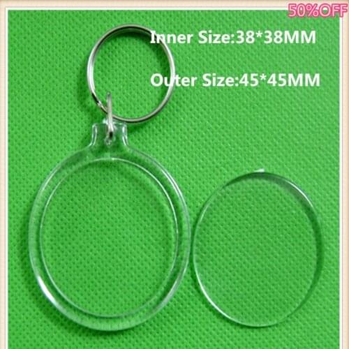 10Pcs/lot Round Shaped DIY Acrylic Blank Picture Frame Keychains Transparent Blank Insert Photo Keychains For Gift