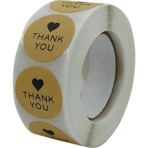 100-500 Round Natural Kraft Paper Hand Stickers Scrapbook Stickers Packaging Thank You Stickers Sealed Stationery Stickers