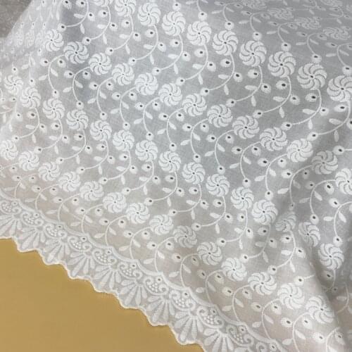 100%Cotton Cloth Double Side Embroidered Lace Fabric Handmade DIY Clothes Accessories Width 135cm 1Yard