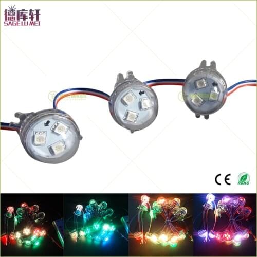 20pcs DC12V WS2811 IC 30mm Diameter transparent cover shell 3led 5050 RGB led Pixel Module Full Color led Point waterproof IP68