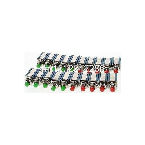 20 Pcs Red /Green Cap SPDT OFF/(ON) NO N/O Round Momentary Pushbutton Switch