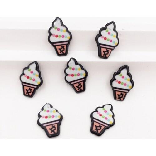 20 PCS Colorful Mini Ice cream Flat Back Acrylic Sheet Miniature Pattern Applique DIY Scrapbook Home Decor Crafts