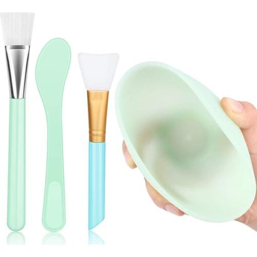 4PCS Face Mask Mixing Bowl Set DIY Facemask Mixing Tool with Silicone Facial Mask Bowl Makeup Brushes Spatula Beauty Skin Care
