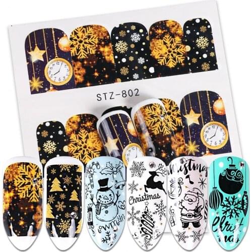 8Pcs Santa/Snowman/Snowflake/Deer Nail Art Stickers Lasting DIY Manicure Decals 3D Nail Stickers DIY Manicure Manicure Nail Foil