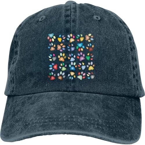 2020 Best Selling Colorful Paw Prints Pattern Unisex Baseball Caps Cowboy Hats Denim Casquette Hat