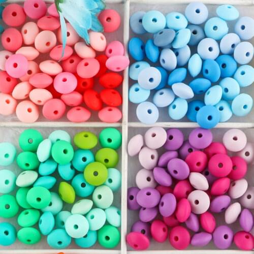 Sunrony 50pcs12mm Baby Teething Toys Pearl Silicone Beads Lentil Baby Teether Beads DIY Necklace Jewelry Bead Baby Care Toy