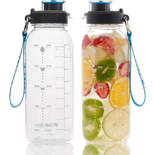 32oz BPA Free Water Bottle with Motivational Time Marker Reminder Leak-Proof Drinking Bottle Tritan Sports Bottle for Camping