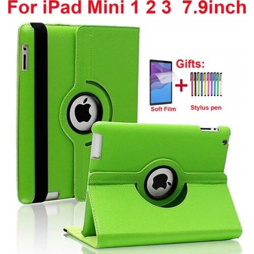 360 Rotating Stand Case For iPad Mini 1 2 3 7.9'' Case PU Leather Smart Flip Cover For Funda iPad Mini Case Cover Sleep/Wake UP