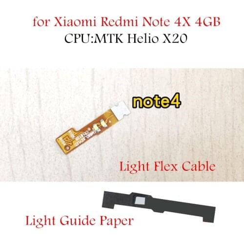 For Xiaomi Redmi note 4X 4GB MTK Helio X20 Navigation Light LED FPC Button Flex Cable Repair Parts + Light guide paper