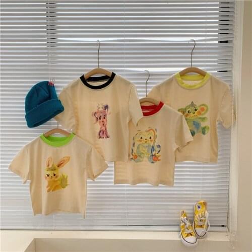 Girls Cartoon Short-sleeved T-shirt 2021 Summer New Baby Boys and Girls Cotton T Shirt Childrens Korean Girl Baby Cartoon Tops