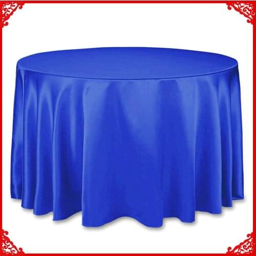 Hot Sale 108"Round Royal blue Satin Tablecloth For Wedding/Party/Banquet/Hotel Decoration