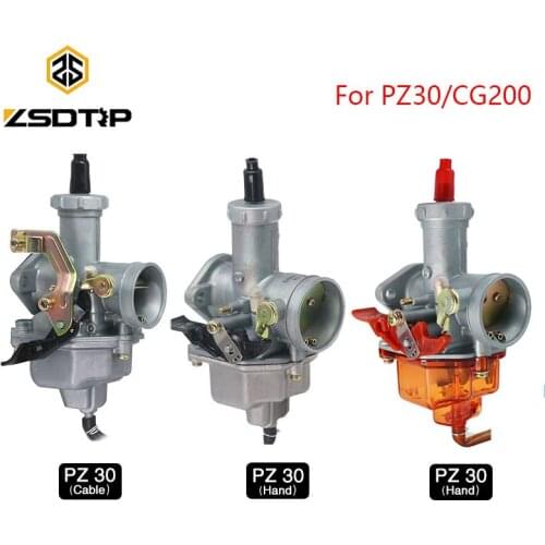 ZSDTRP PZ30 30mm Manual/Auto Choke Carburetor With Orange Nylon Float Chamber For HONDA CG200 For Keihin PZ30 PZ Carburetor