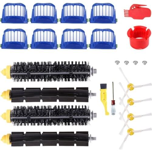 Bristle Beater Brush + Side Brush + Aero Vac Filter kit for iRobot Roomba 600 Series 610 620 630 650 660 Vacuum Cleaner Parts