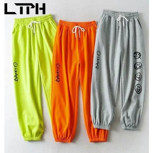 LTPH ins streetwear casual loose sweatpants women high waist trousers print casual Plus Size harem pants 2021 Spring Autumn New