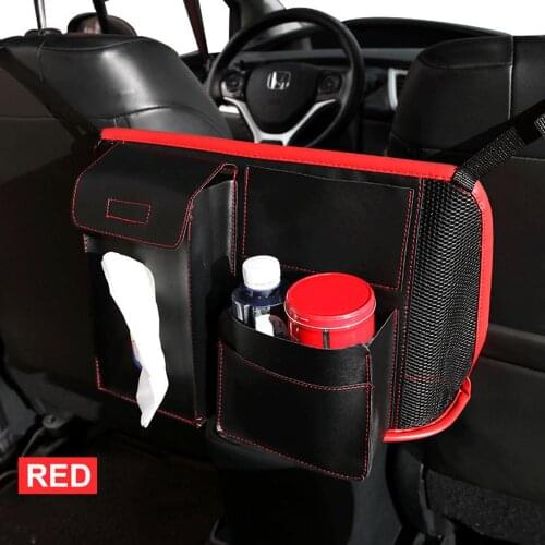 Multi-Pocket Faux Leather Car Seat Back Storage Bag Phone Towel Cup Organizer