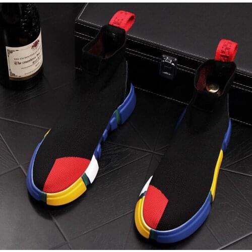 Summer mens high tops Knitted socks shoes hip hop trend mens Casual Shoes Mens designer Sneakers increased high Ankle boots