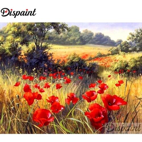 Dispaint Full Square/Round Drill 5D DIY Diamond Painting "Red flower" Embroidery Cross Stitch 3D Home Decor A10754