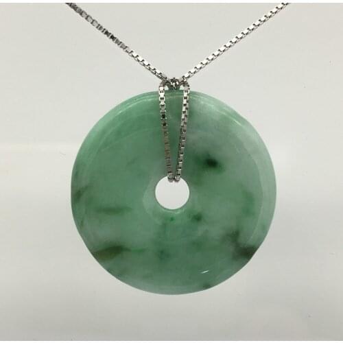 Wholesale new natural jades stone 100% AA Flat buckle pendant Tibetan silver necklace good luck about 20-25MM 40 inches