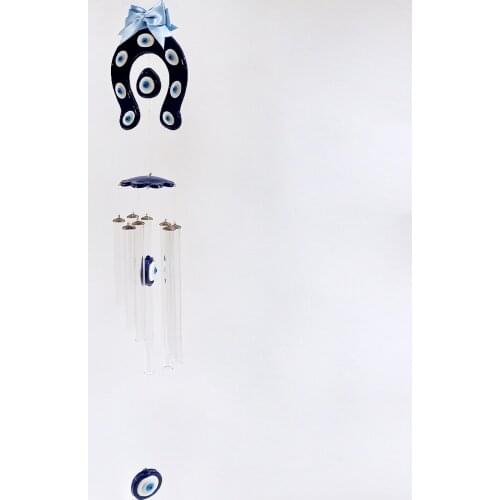 Kurdelalı Nal Amulet Door, Wall & Garden Ornament with Evil eye Wind Bell