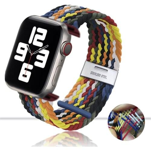 NEW Buckle-Style Adjustable Woven Strap For Apple Watch Se 6 5 4 3 2 1 Elastic Nylon Apple Strap 38mm 40mm 42mm 44mm Bracelet