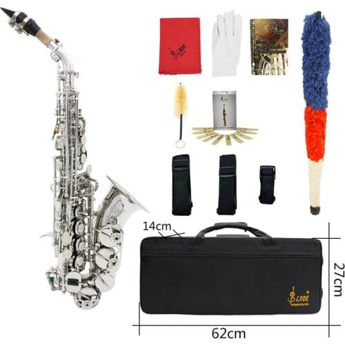 M MBAT Soprano Saxophone Brass Body Lacquered Silver Bb B Flat Sax Woodwind Musical Instrument With Case Mouthpiece Accessories