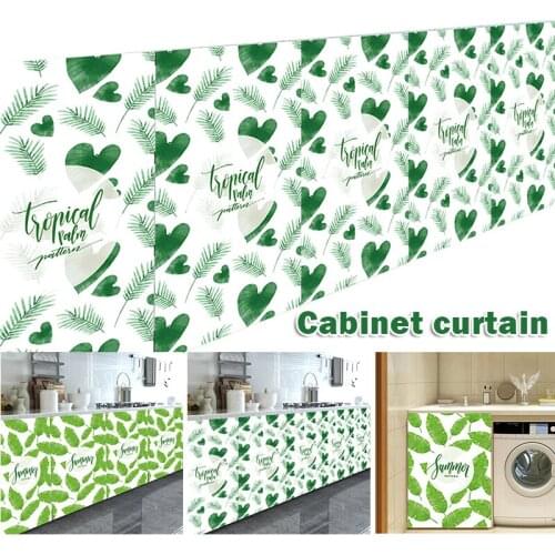 Self-adhesive Cabinet Curtain with Fasten Tape Door Curtain Dustproof Waterproof and Oil-proof Washable 100/70*40*0.1CM Sticker