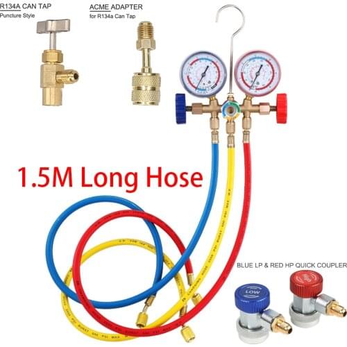 1.5M Hose r134a Refrigerant Manifold Gauge Air Condition Refrigeration Set Air Conditioning Tools set for R12 R22 R404A R134A