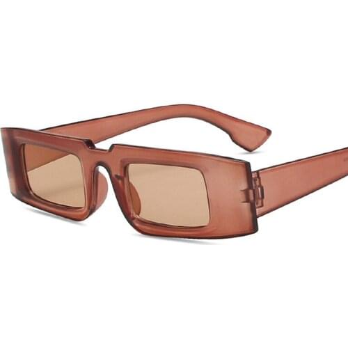 Thin Square Frame Women Men Sunglasses Gray Tan Lens UV400 Eye Protection Girl Sexy Ladies Fashion Outdoor Eyewear