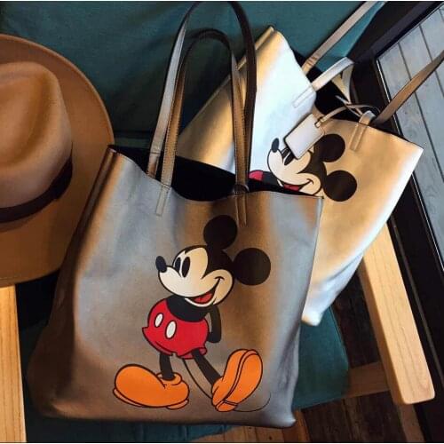Disney Mickey Mouse Cartoon Large Capacity Shoulder bag Shopper lady handbag women shopping Leisure Fashion shoulder bag