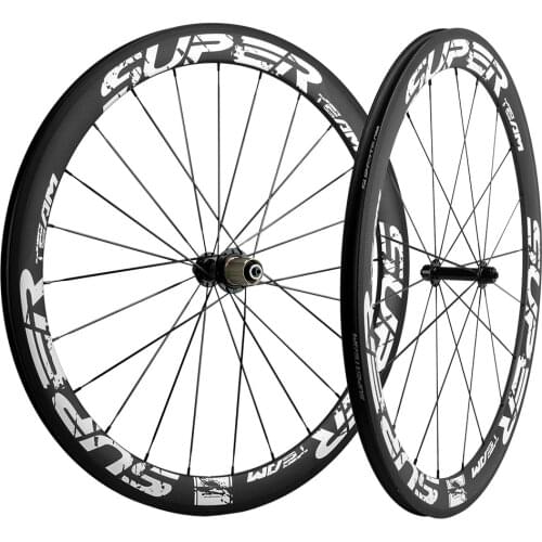 SUPERTEAM 700C 50mm Clincher/Tubular Carbon Wheelset 3K Matte R13 Hub Carbon Road Bike Wheels Basalt Brake line