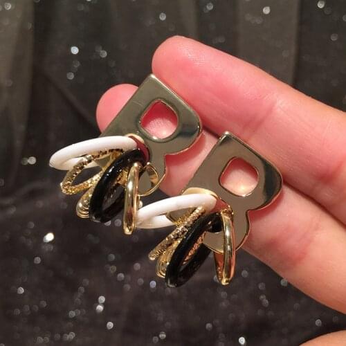 Top Quality Retro Gold Normcore Style Circles-Drops Alphabet B Letter Earrings Studs For Men And Women Fashion Brand Jewelry