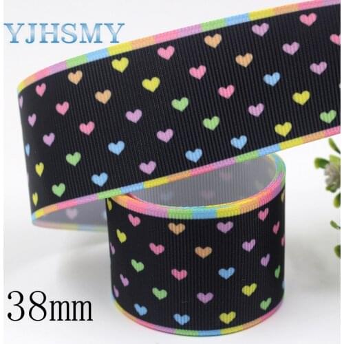 YJHSMY I-19812-1910,38mm 5yards Love heat transfer grosgrain ribbon, bow DIY accessories