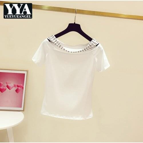 2021 Summer New Short Sleeve Womens Casual T-Shirts Korean Style Office Lady Concise Spliced Elegant Loose Fashion Solid Blouse