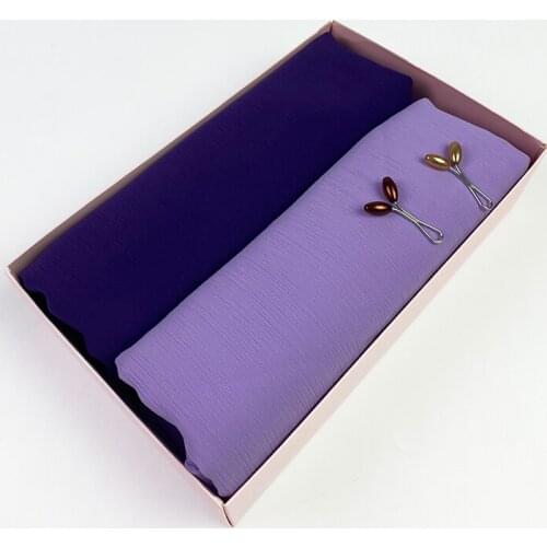 Womens Fashion 2pc/box Hijab Heavy Chiffon Scarf Wrap Solid Color Shawls Headband Muslim Hijabs Headscarf Customize Gift Box