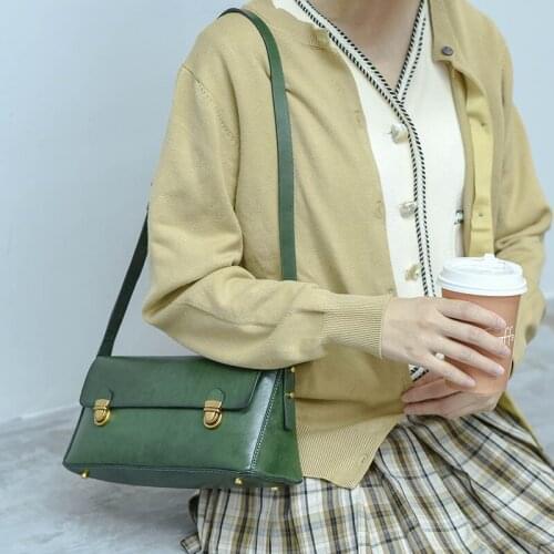 Fashion luxury high quality first layer cowhide ladies shoulder bag simple casual outdoor weekend real leather underarm bag