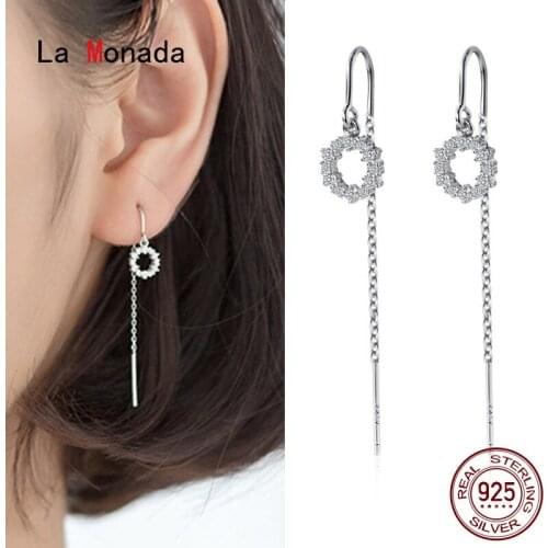 La Monada Shine Circle U Women Drop Silver Earrings 925 Sterling Silver Fine Jewelry For Women Hanging Dangle Earrings Women