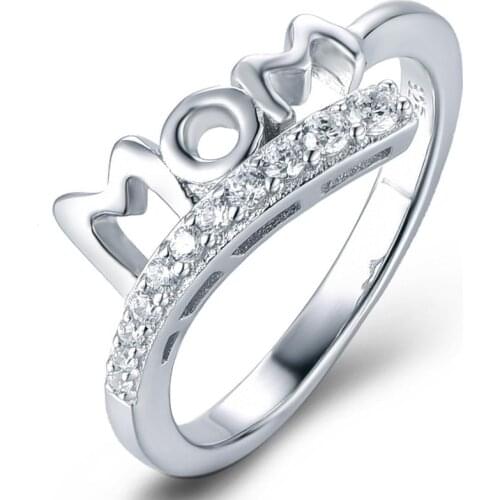 Fashion Silver Color Letters Mom Zircon Wedding Rings for Women Austrian Crystal Finger Ring Jewelry Party Mothers Day Gift