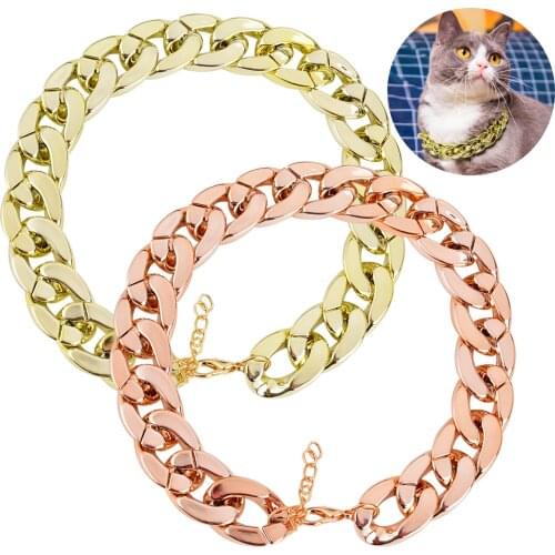 1pc Pet Dog Chain Choke Pet Dog Necklace Collars Thick Gold Chain Plated Plastic Safety Collar Puppy Supplies Pet Dog Accesory