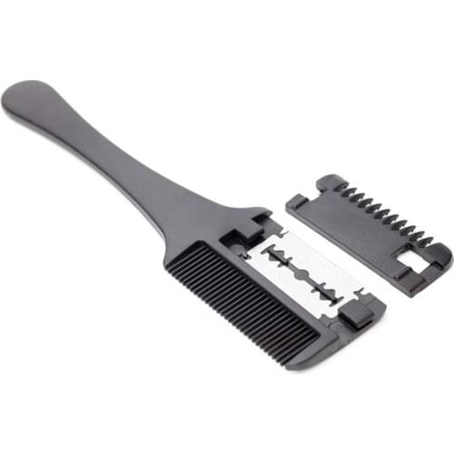 1pc Cutting Comb Black Handle Hair Brushes with Razor Blades Cutting Thinning Trimmer Hair Salon DIY Styling Tools