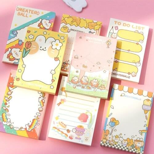 100Sheets Shy Bunny Girl Heart Memo Pad Rainbow Cute Rabbit Cartoon Memo Note Cute School Supplies Kawaii Korean Stationery