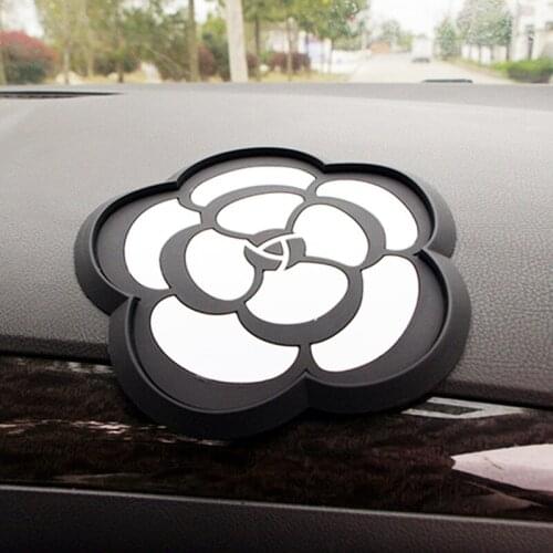 17cm Camellia PVC Car gadget Anti Slip Mat Auto Interior Dashboard Phone King Pads Fixed Cartoon Gel Mat
