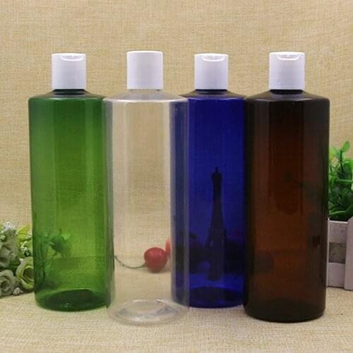 2/10pcs 500ml Press Cap Empty Plastic Transparent Lotion Refillable Bottles PET disc top cap shampoo emulsion cosmetic container