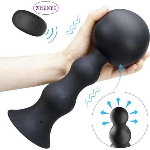 2021 Inflatable Male Prostate Massager Anal Plug Expansion Big Butt Plug Remote Control Vibrator Anal Sex Toys For Men Sex Shop