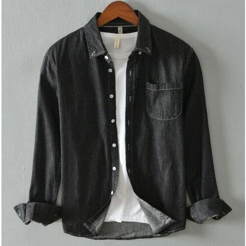 2021 Spring New Mens Slim Denim Long Sleeve Shirt Japanese Style Business Casual Shirt Jacket Male Brand Plus Size Clothes 4XL